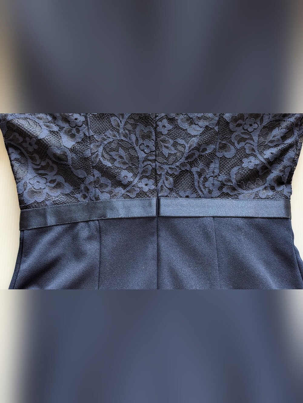 MISSMAY Women's Navy Floral Lace Half Sleeve Evening Party Ruffle Formal Long - Picture 6 of 9